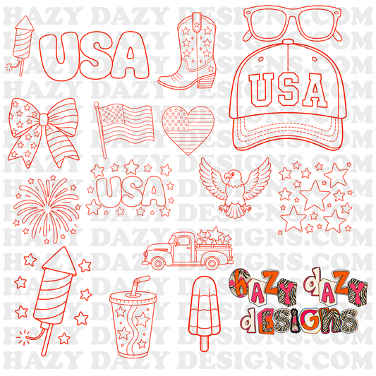 4TH OF JULY PROCREATE STAMPS 🩵✨ - LIMITED