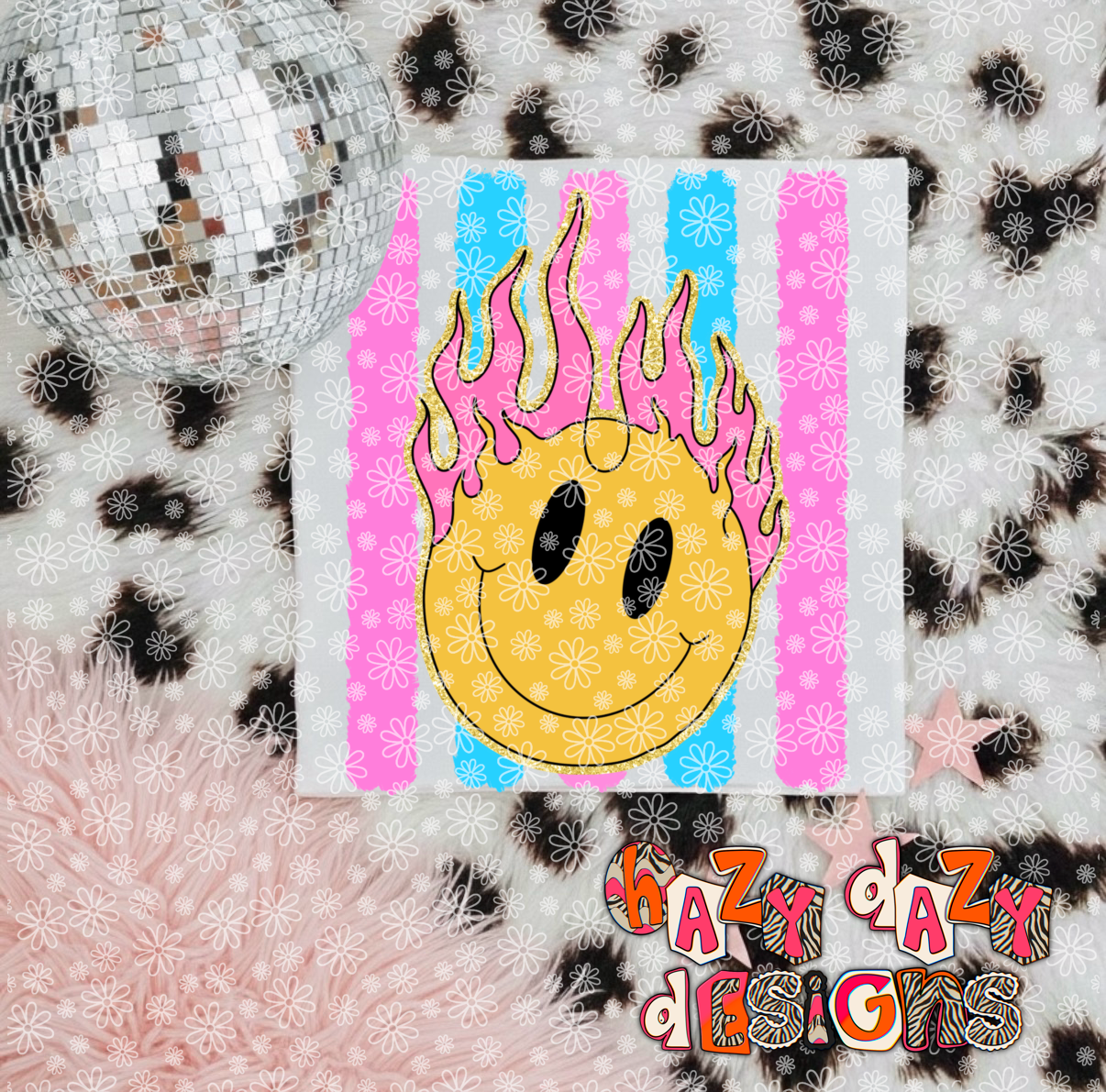 GLITTER FLAME SMILEY PNG